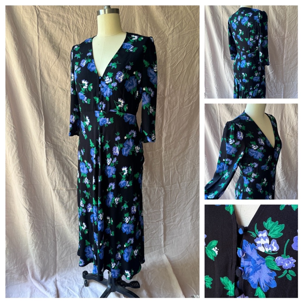 Gorgeous floral print dress by GHOST London UK. Size L (best fit US 8 --- US14)